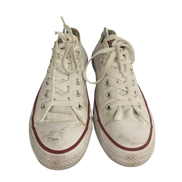 Converse Chuck Taylor All Star Womens Size 10 White Red Canvas Low-Top Sneakers - Picture 1 of 8